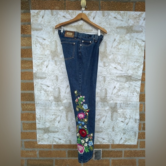 Lawmen Embroidered Bootcut Jeans Sz 7 Floral - Picture 10 of 16